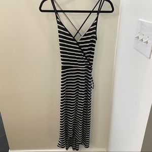 High low black and white dress
